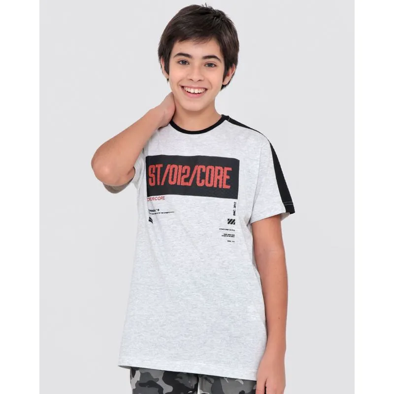 Camiseta Juvenil Com Recorte Texturizado Cinza 12