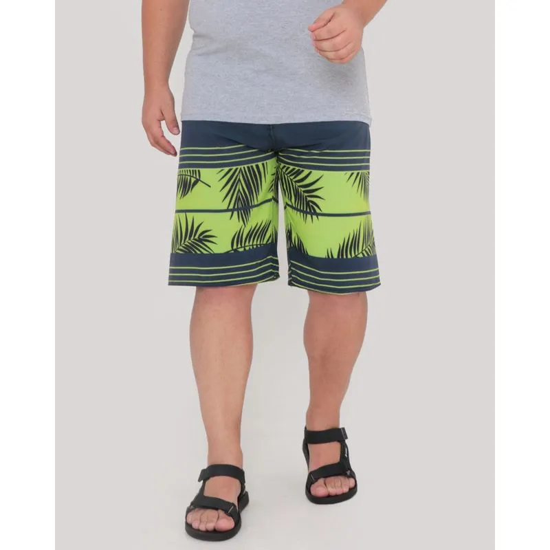 Bermuda Masculina Surf Plus Size Cós Neoprene Azul Marinho 50