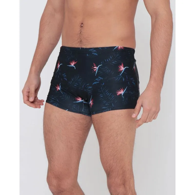 Sunga Boxer Estampada Floral Preta G