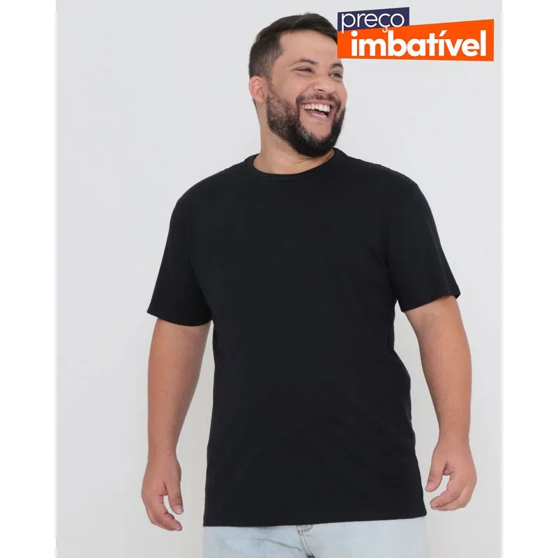 Camiseta Básica Manga Curta Plus Size Preta G3