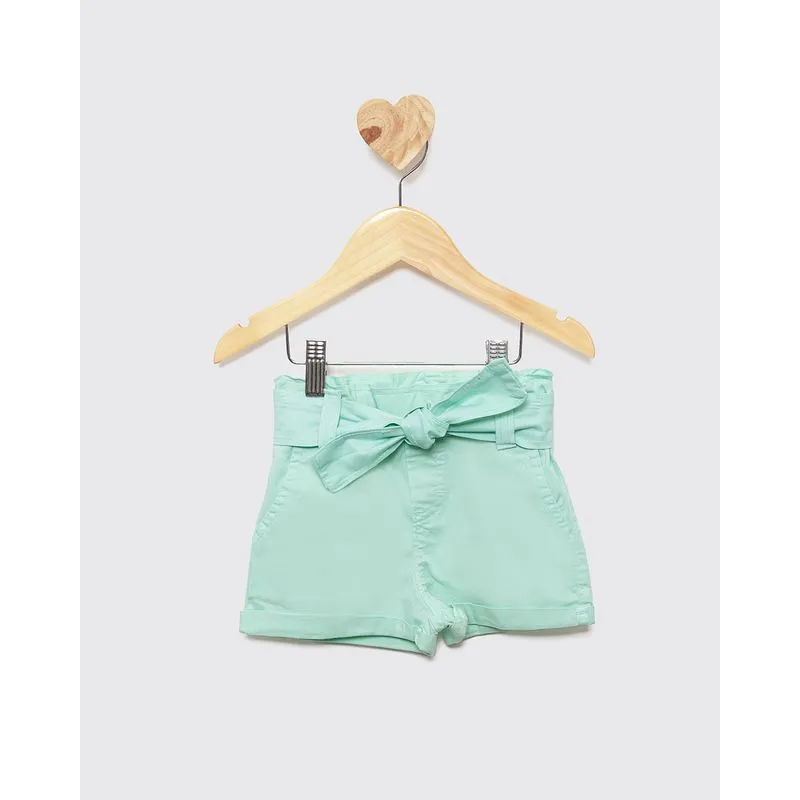 Short Bebê Sarja Com Faixa Clochard Verde Claro 1