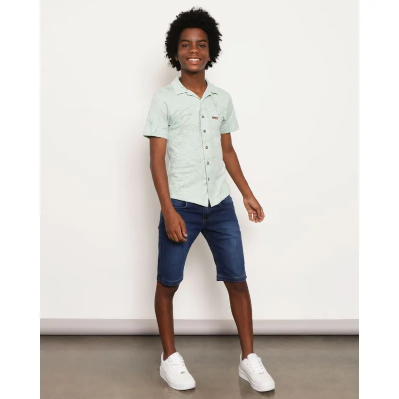 Bermuda Jeans Juvenil Com Bolsos Azul 12