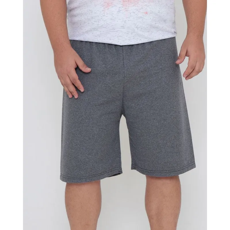 Bermuda Moletom Plus Size Barra Desfiada Cinza G1