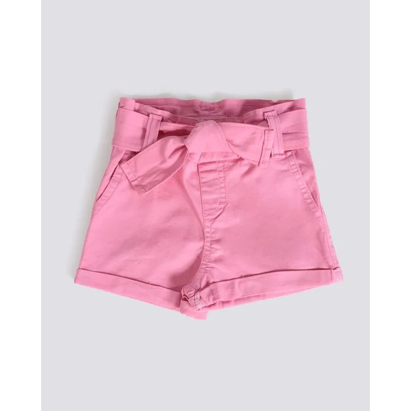 Short Bebê Sarja Com Faixa Clochard Liso Rosa 1