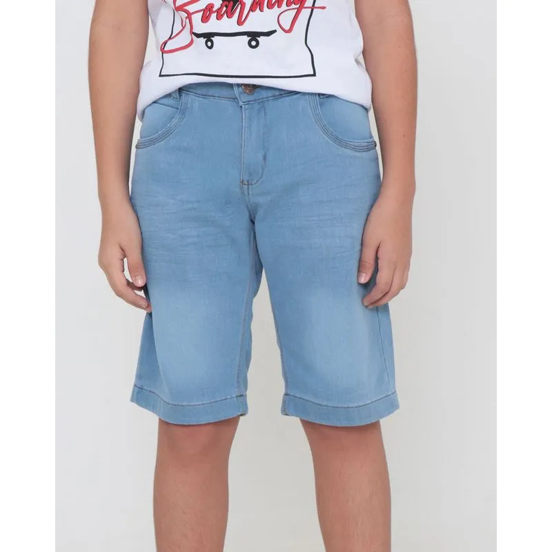 Bermuda Jeans Juvenil Azul Claro 12