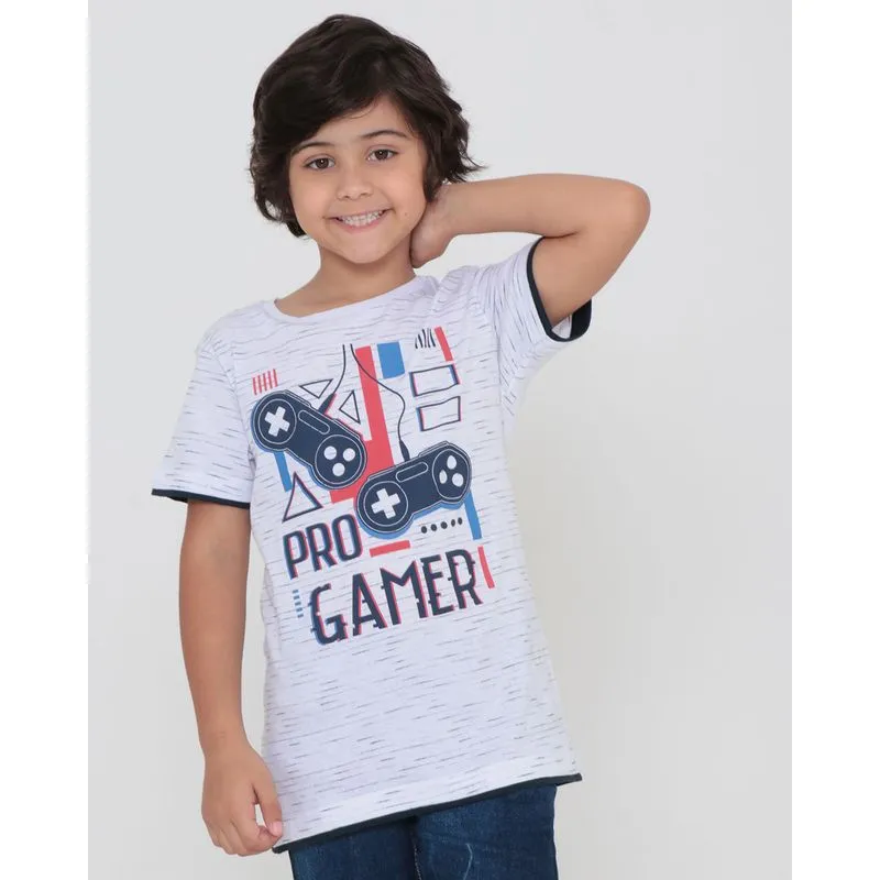 Camiseta Infantil Flamê Estampa Game Branca 10