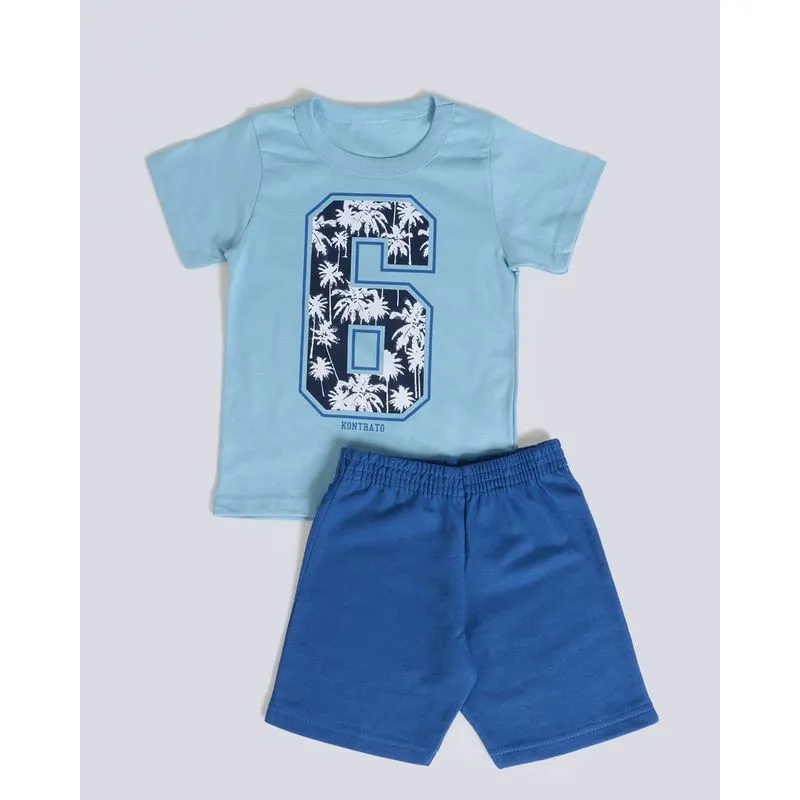 Conjunto Bebê Estampa Coqueiros Azul Claro 3