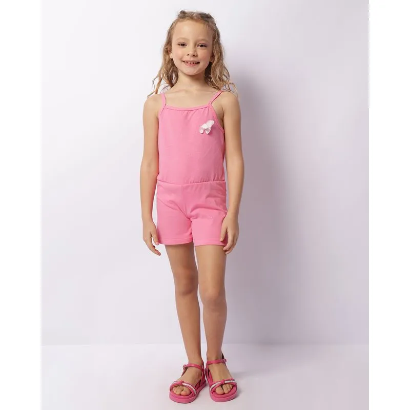 Macaquinho Infantil Alcinha Glitter Liso Rosa 4