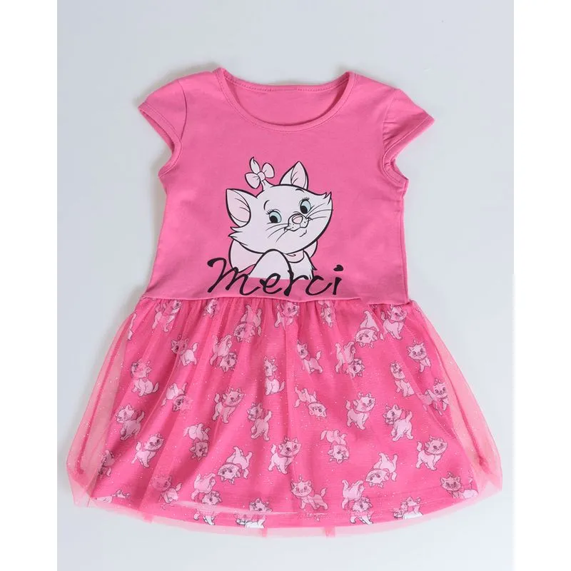 Vestido Bebê Estampa Gata Marie Disney Rosa Pink 3
