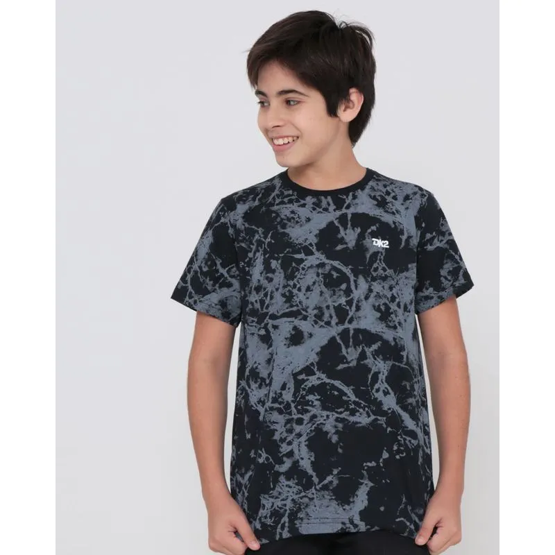 Camiseta Juvenil Manga Curta Tie Dye Preta 14