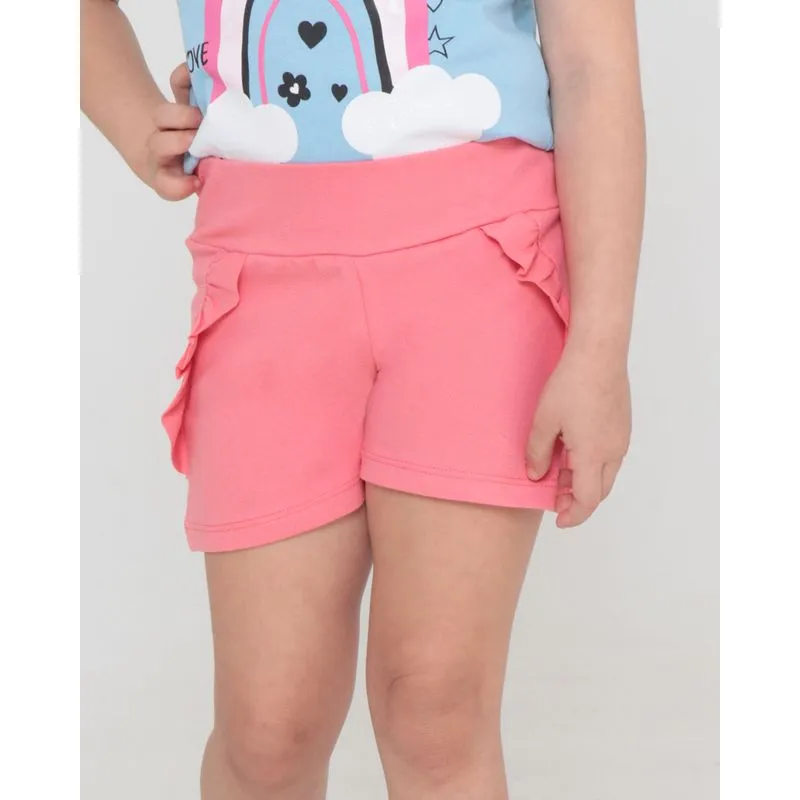 Short Infantil Babado Rosa 8