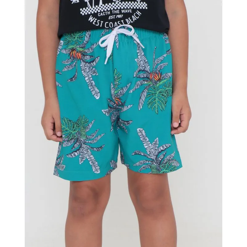 Bermuda Infantil Estampa Tropical Verde 8