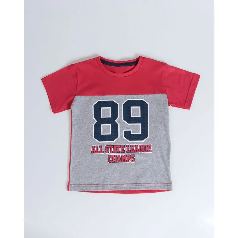 Camiseta Bebê Manga Curta Recorte Vermelha 1