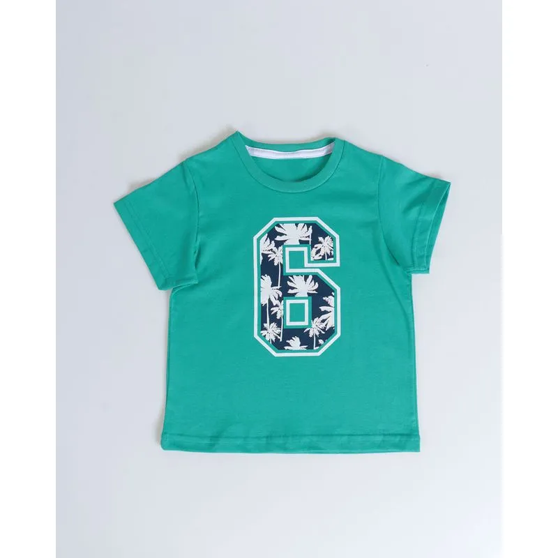 Camiseta Bebê Estampa Coqueiros Manga Curta Verde 3