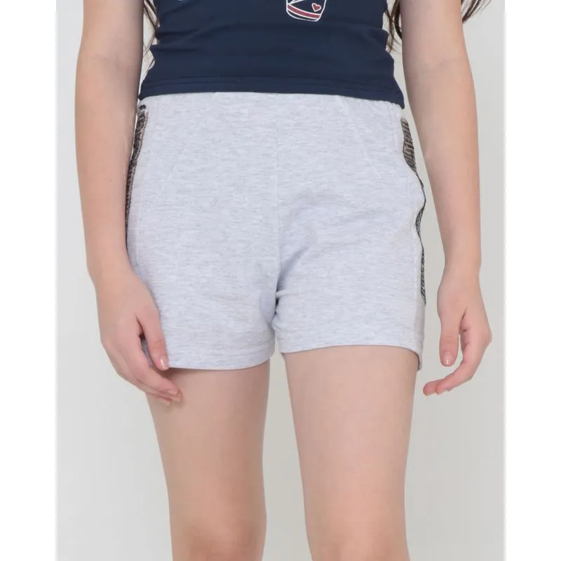 Short Juvenil Moletinho Paetês Cinza Claro 18