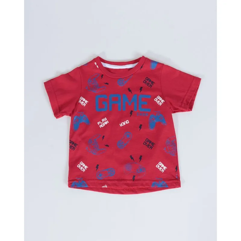 Camiseta Bebê Estampa Game Vermelha 1