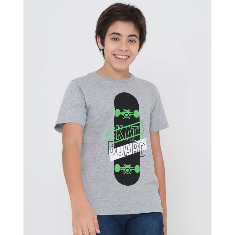 Camiseta Juvenil Estampa Skate Cinza 10