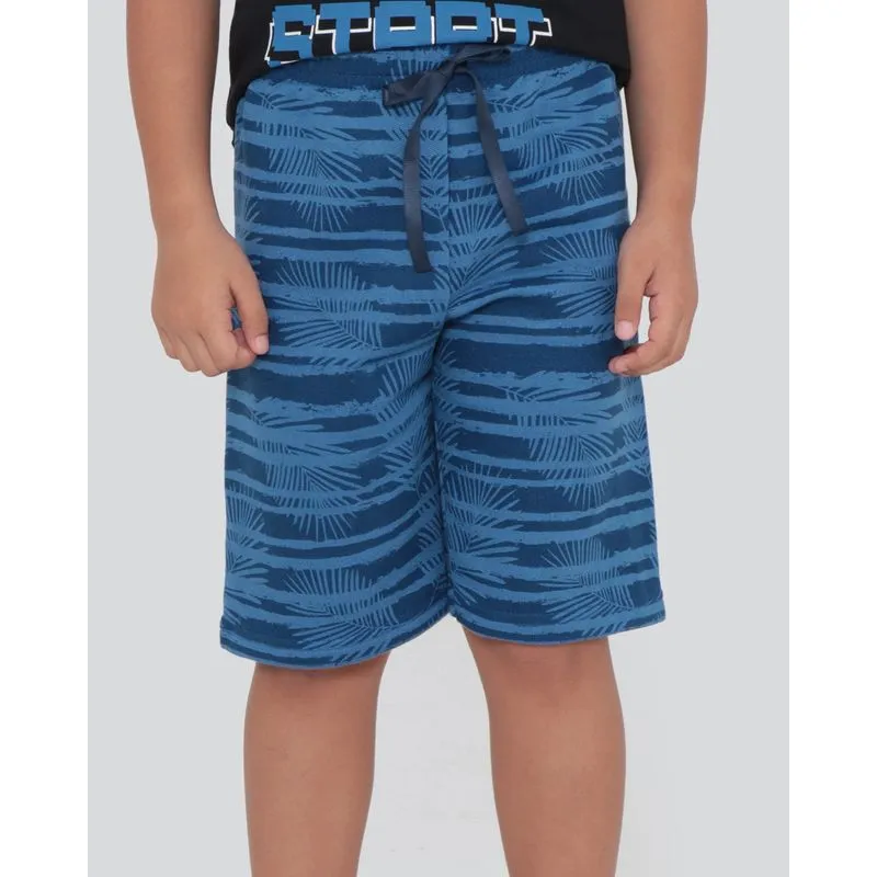 Bermuda Infantil Moletinho Estampa Listrada Azul 4