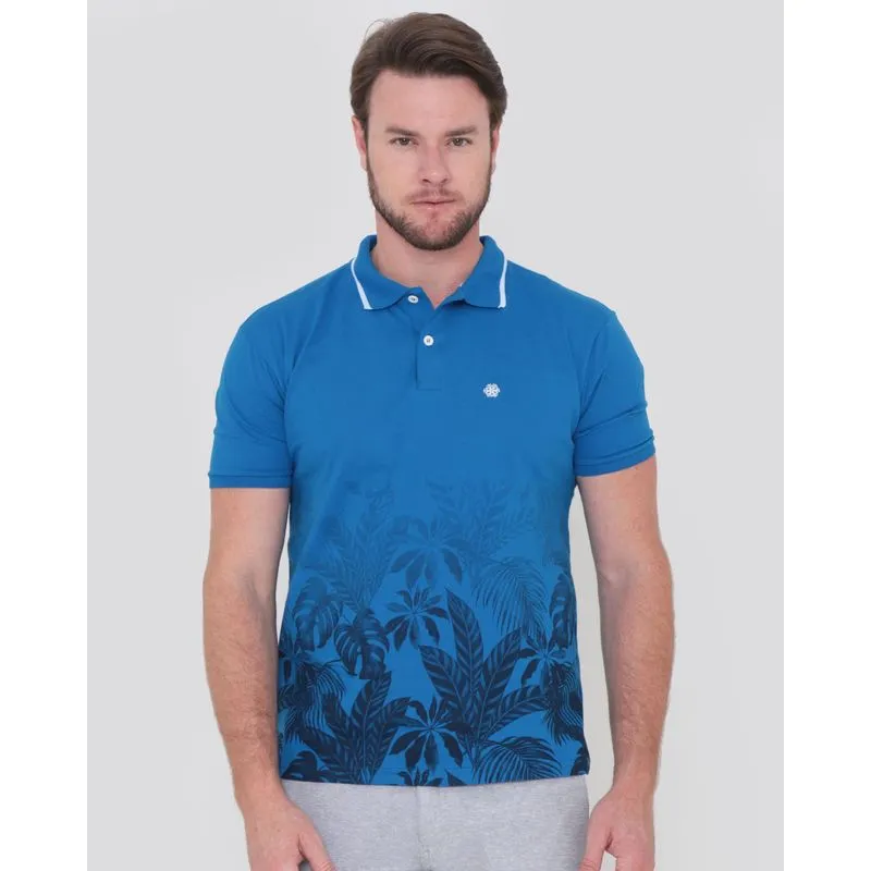 Polo Masculina Estampa Degradê Azul P