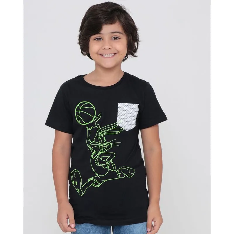 Camiseta Infantil Space Jam Looney Tunes Preta 8