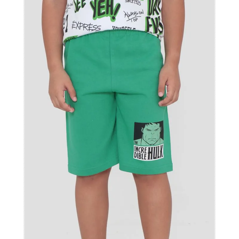 Bermuda Infantil Moletinho Hulk Marvel Verde 6