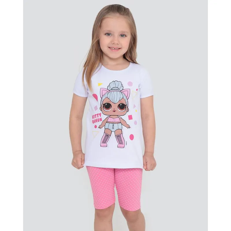 Conjunto Infantil Blusa e Bermuda LOL Surprise Branco 10