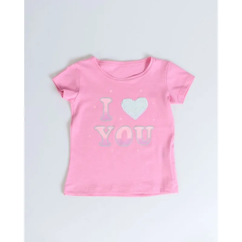 Blusa Bebê Paetês Reversíveis Manga Curta Rosa 3