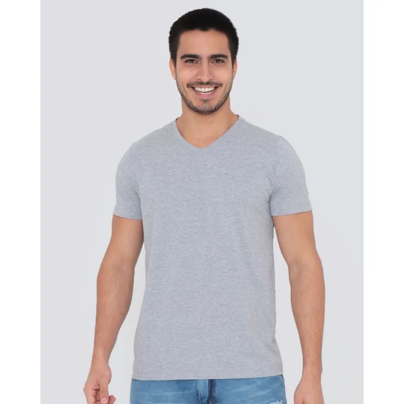 Camiseta Masculina Manga Curta Básica Cinza Claro GG