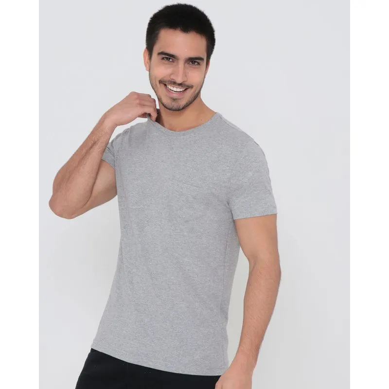 Camiseta Básica Bolso Único Cinza GG