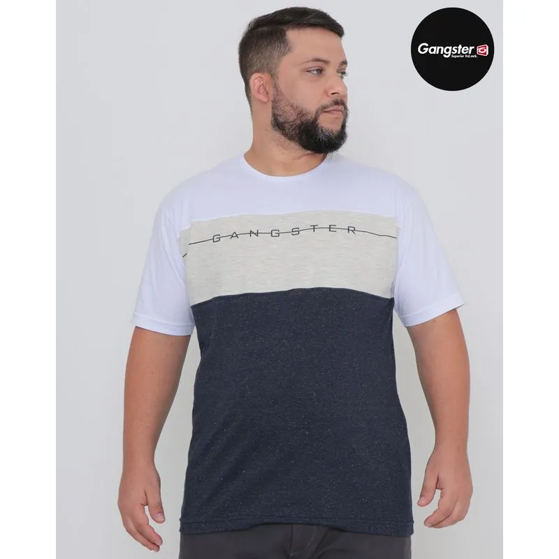 Camiseta Plus Size Recortes Flamê Gangster Branca G2