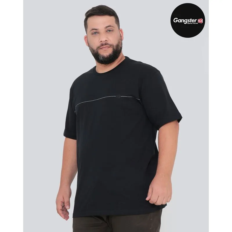 Camiseta Plus Size Gangster Básica Preta G2