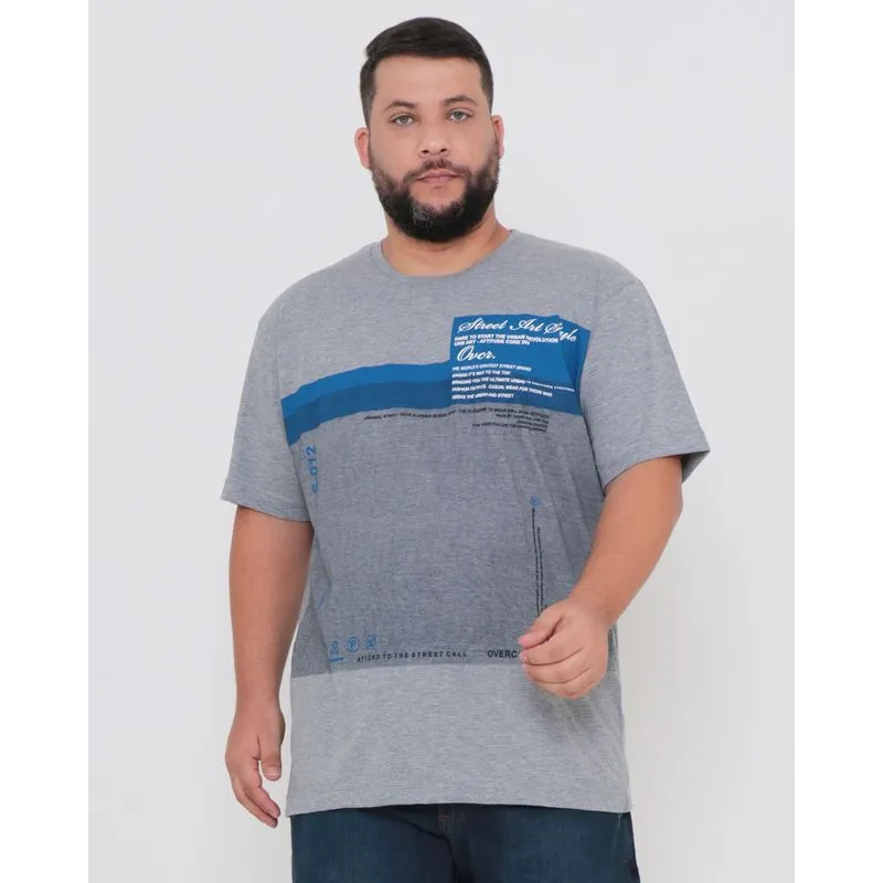 Camiseta Plus Size Estampa Street Cinza G3