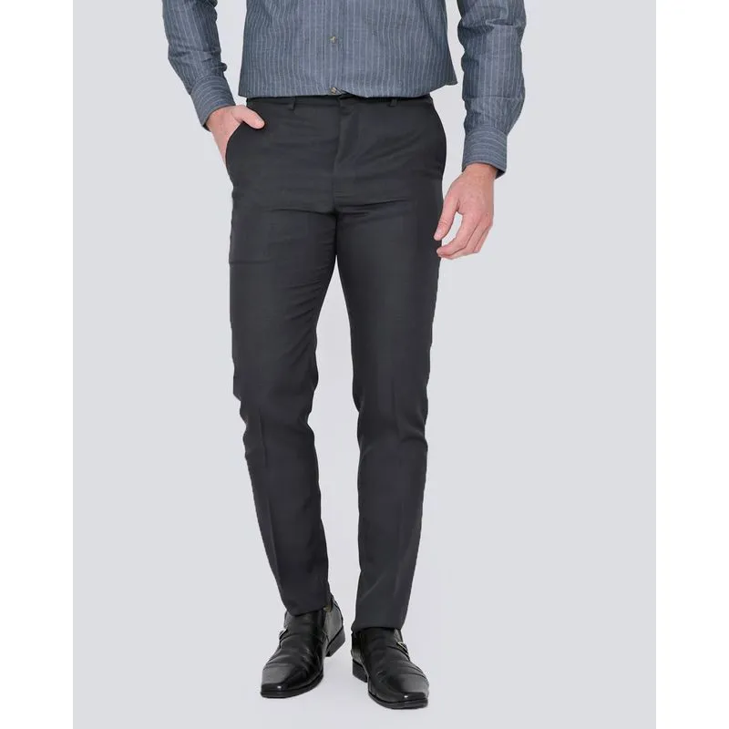 Calça Social Masculina Estampada Xadrez Cinza Escuro 40