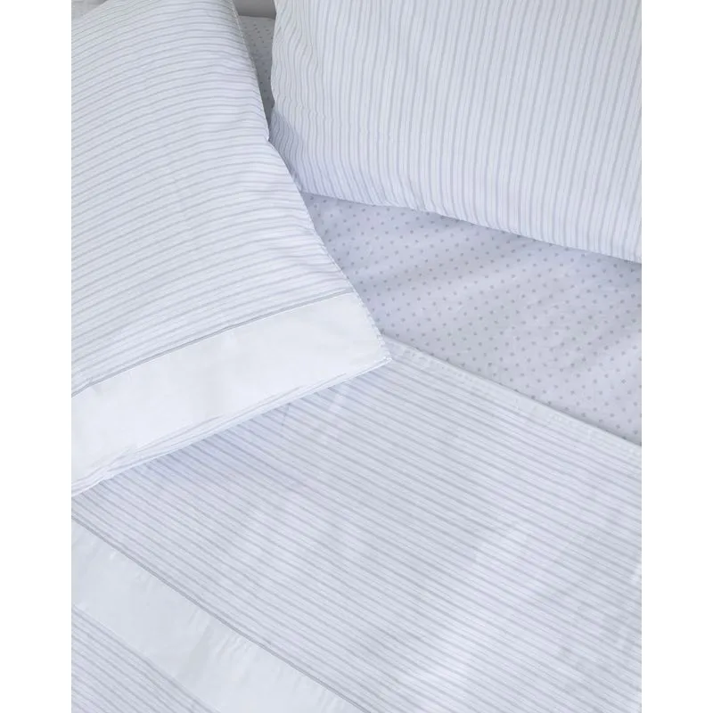 Jogo de Cama King Percal 200 Fios Andreza Listrado Branco UN