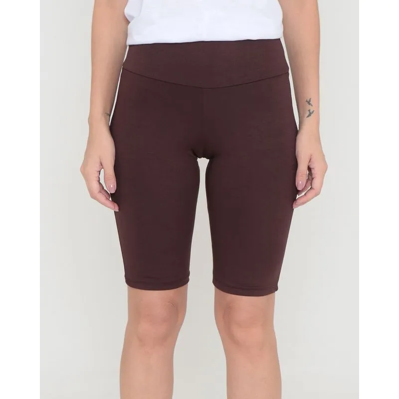 Bermuda Fitness Ciclista Básica Lisa Marrom GG