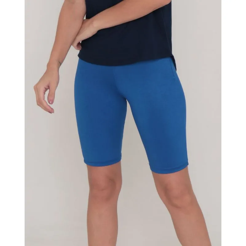 Bermuda Fitness Ciclista Básica Lisa Azul G