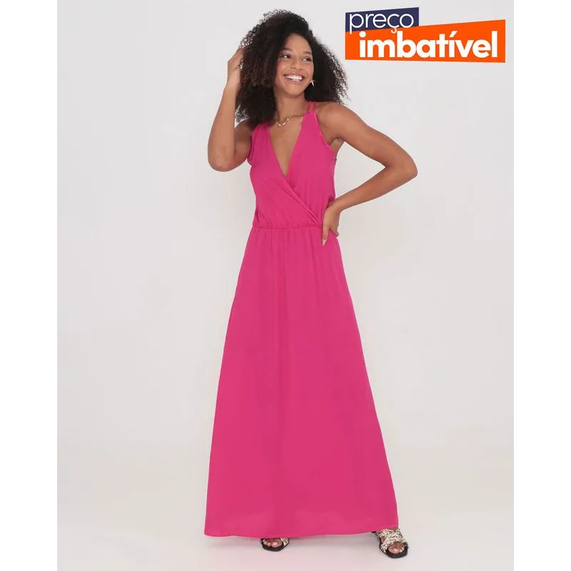 Vestido Longo Transpassado Rosa P