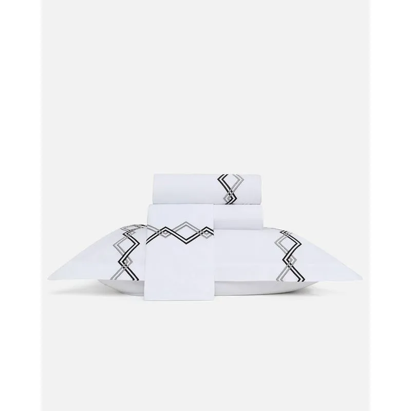 Jogo De Cama Percal 200 Fios King Andreza Bordado Branco UN