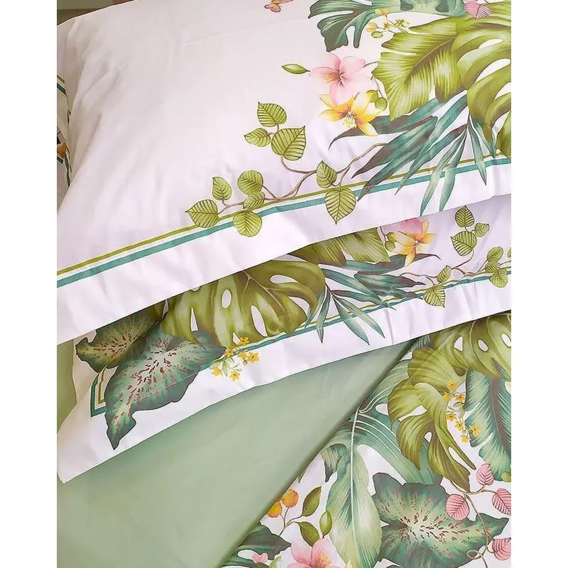Jogo De Cama Percal King 4 Peças Andreza Floral Branco UN