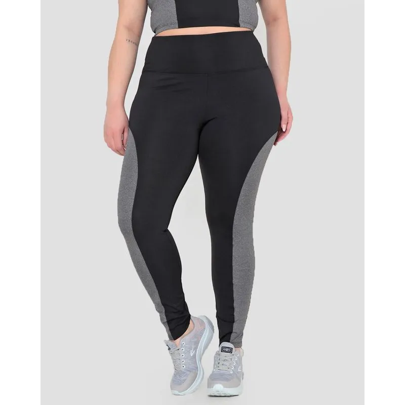 Calça Legging Fitness Plus Size Com Recortes Preta G1
