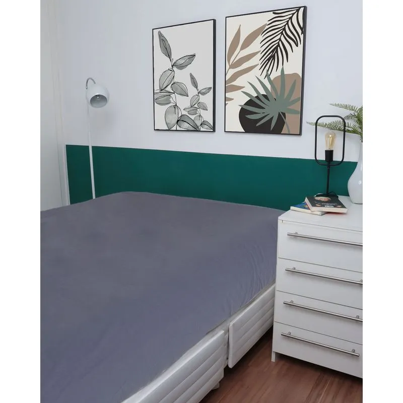 Jogo De Cama Percal 180 Fios King Andreza Cinza UN