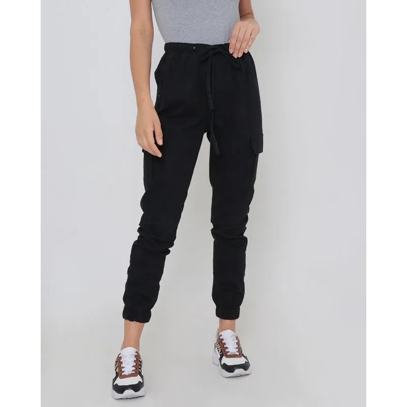 Calça Feminina Sarja Jogger Preta 36