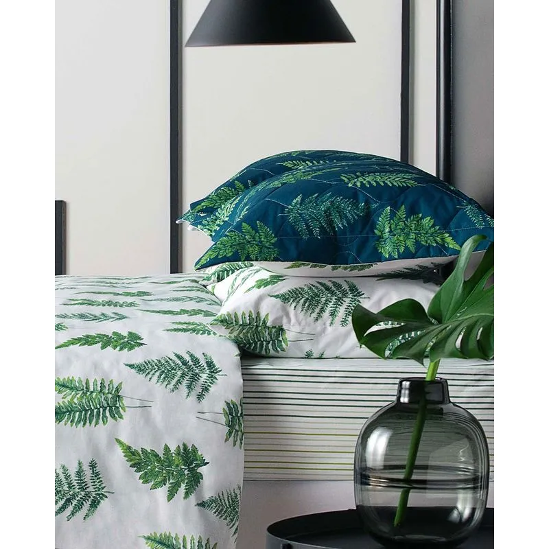 Jogo De Cama Percal King 4 Peças Andreza Folhagens Branco UN