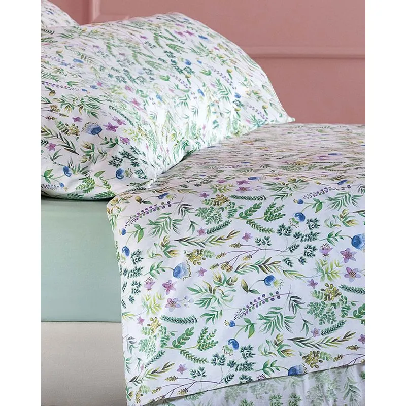 Jogo de Cama Solteiro 3 Peças Percal Andreza Floral Branco UN
