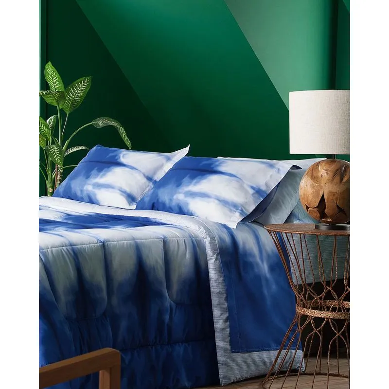 Jogo De Cama Percal King Andreza Tie Dye Azul UN