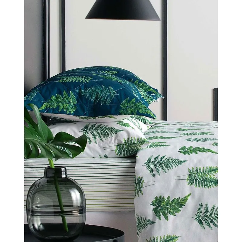 Jogo De Cama Percal Queen 4 Peças Andreza Folhagens Branco UN