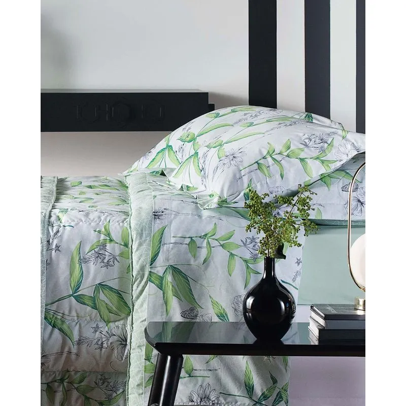 Jogo de Cama Percal Solteiro 3 Peças Andreza Floral Verde UN