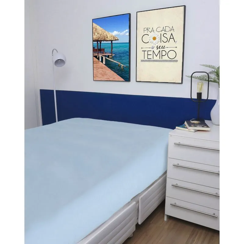 Lençol Elástico Queen Privilege Andreza Azul Claro UN