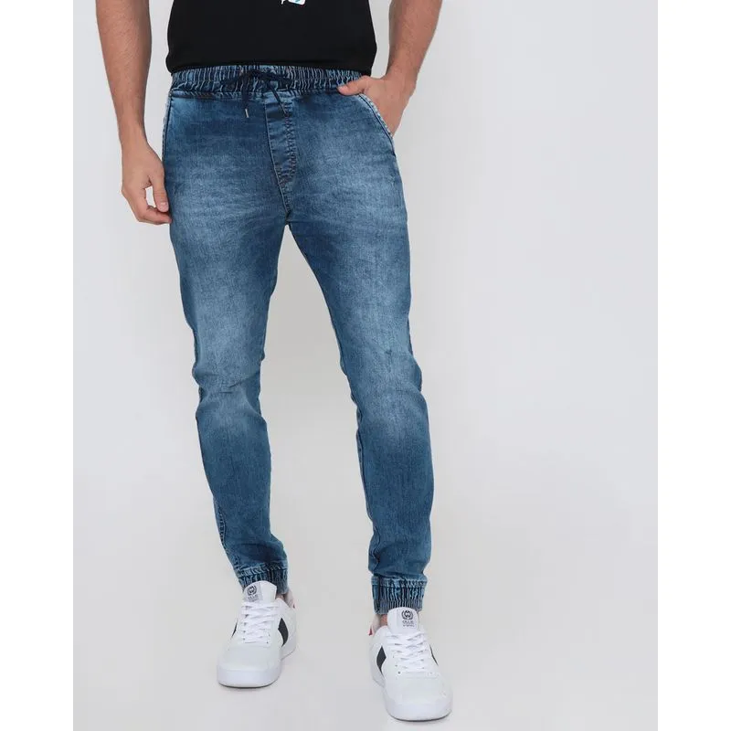Calça Jeans Masculina Jogger Gangster Azul M