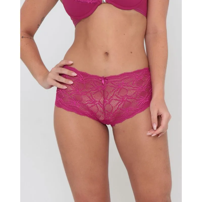 Calcinha Caleçon em Renda Rosa GG